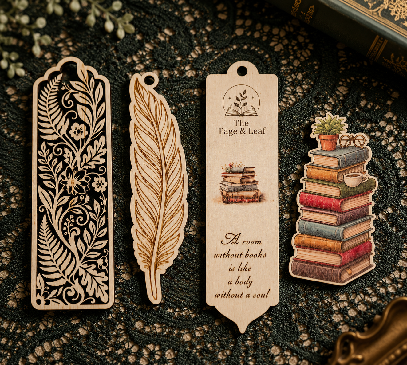 Custom Bookmarks — Personalized Wood & Faux Leather